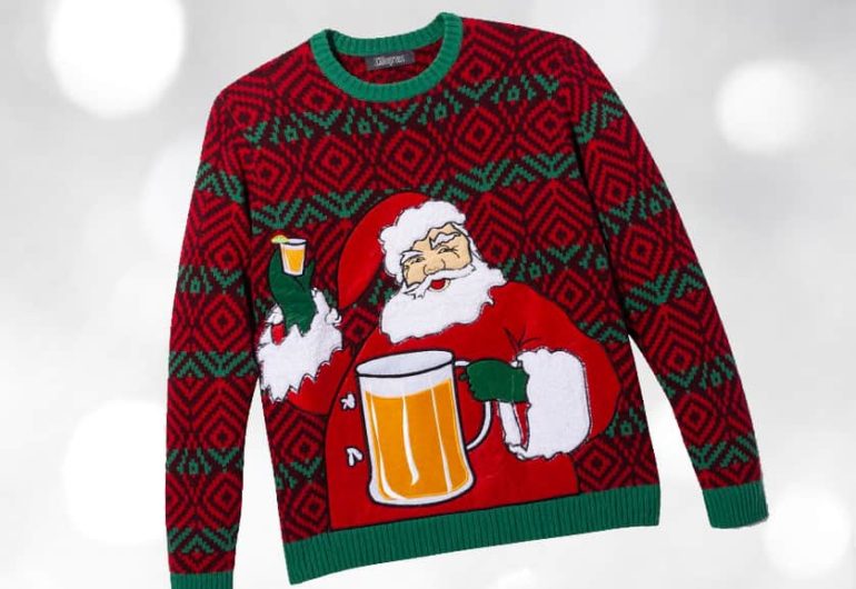 Ugly Christmas Sweater - Santa with Beer Mug